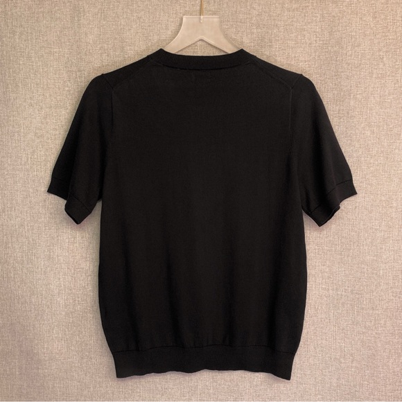 J CREW Short Sleeve Cotton Crew Neck Teddie Sweater MEDIUM Black - Picture 3 of 8
